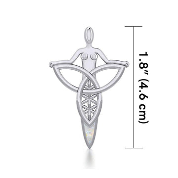 Celtic Trinity Knot Goddess Silver Pendant with Inlay TPD5654 - Jewelry